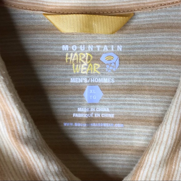 Mountain Hardwear 1/2 Zip Polo Pullover Yellow Stripes Performance Shirt Mens XL - Picture 4 of 13